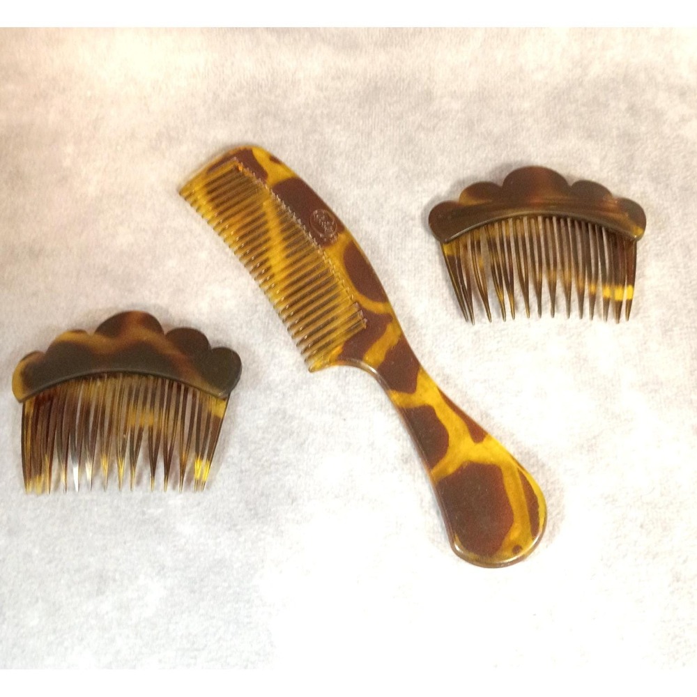 Vintage Goody Tortoiseshell Hair Comb Set – 2 Side Combs & 1 Pocket Comb